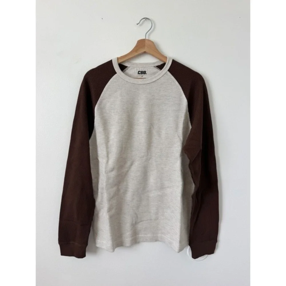CSG Men's Raglan Thermal – Oatmeal & Chestnut – Large – NWT